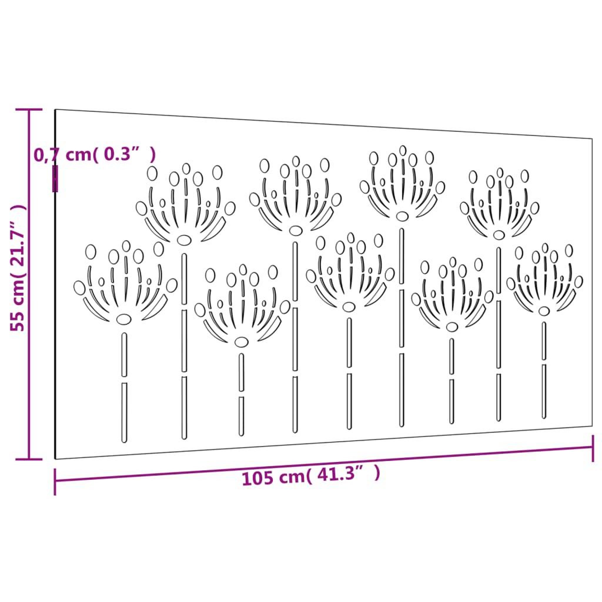 Voir la diapositive 6 : VIDAXL Decoration murale jardin 105x55 cm acier corten design de fleur