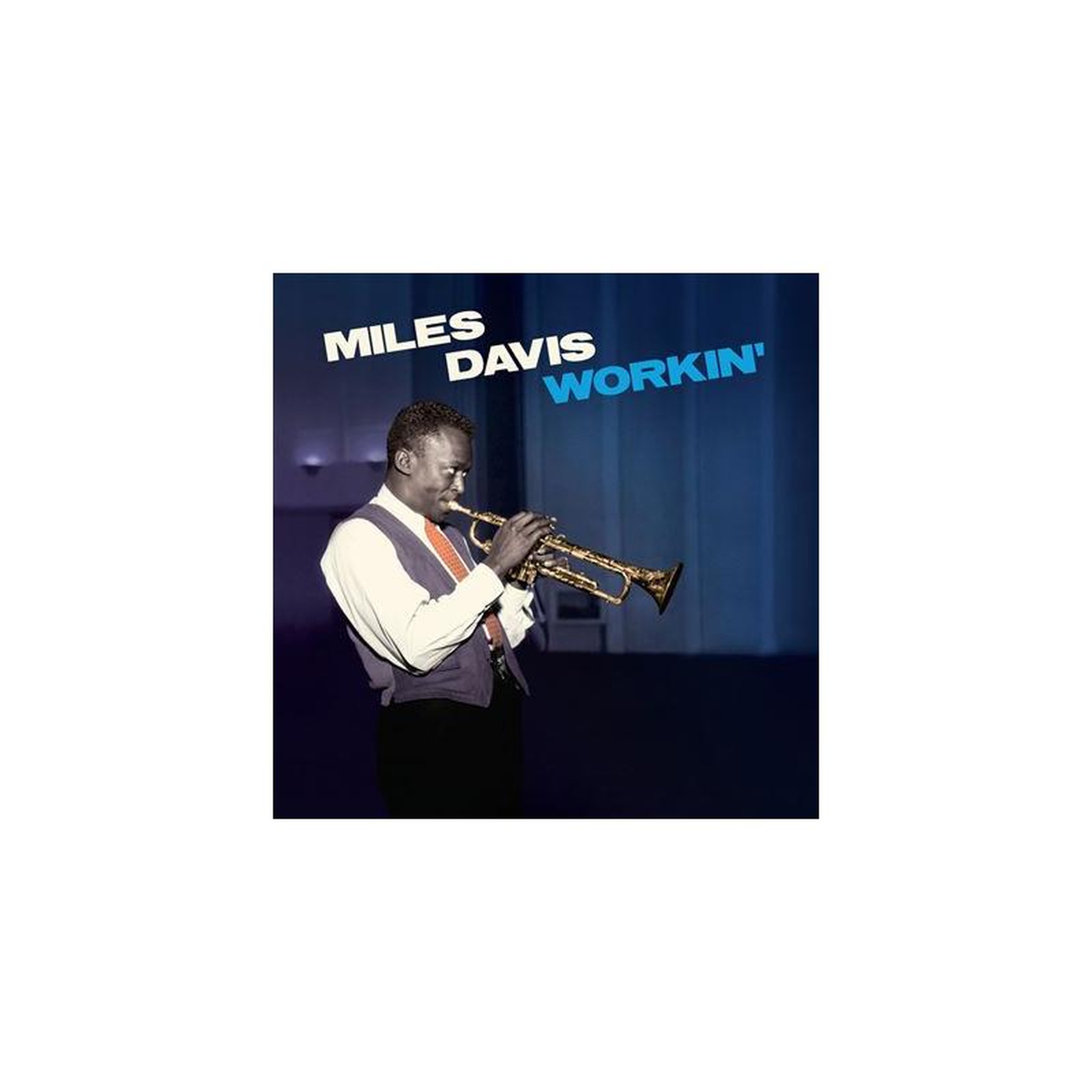 Vinyle miles davis workin', pochette avec musicien tenant une trompette
