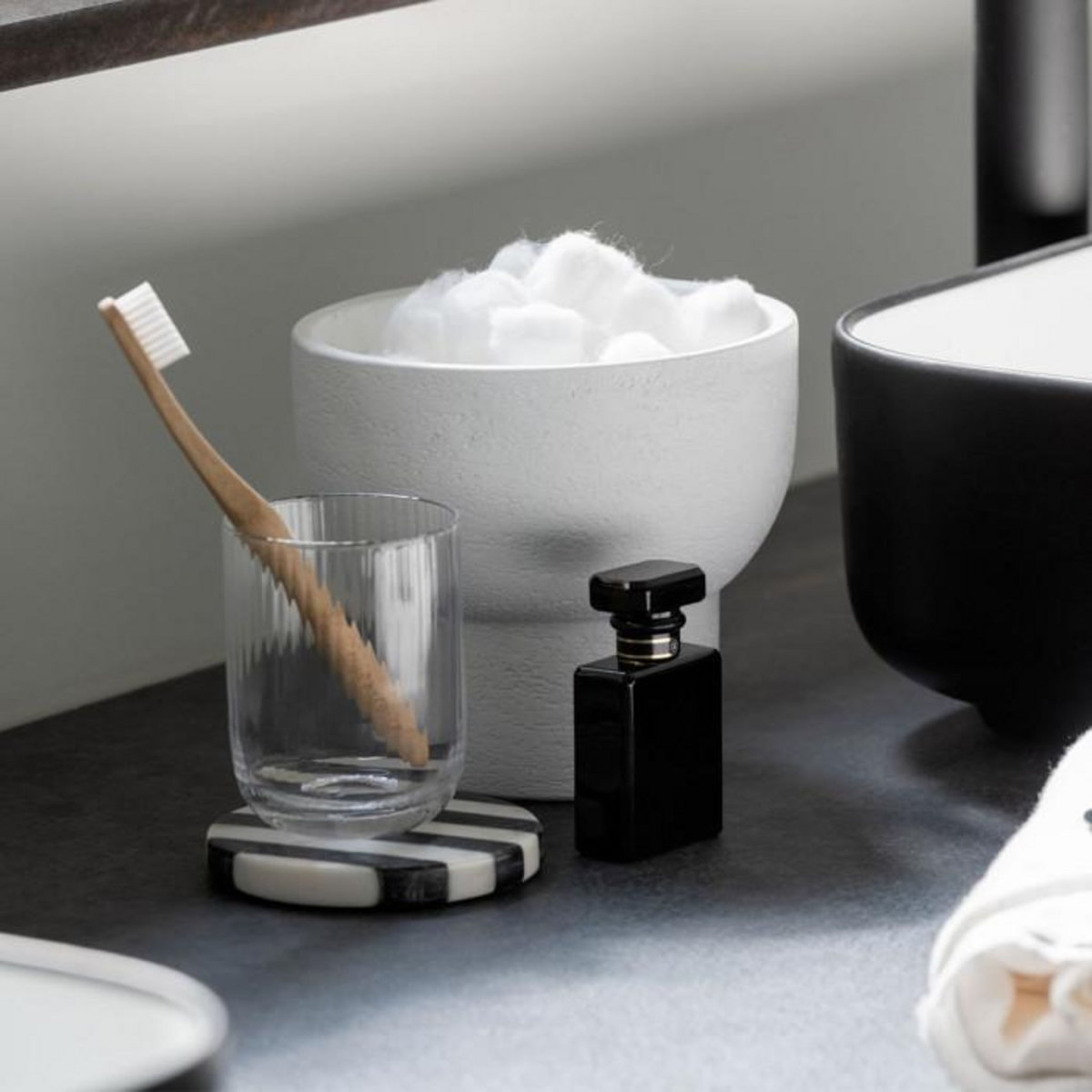 Paris Prix Lot de 6 Dessous de Verre Marbre  Streepy  10cm Noir