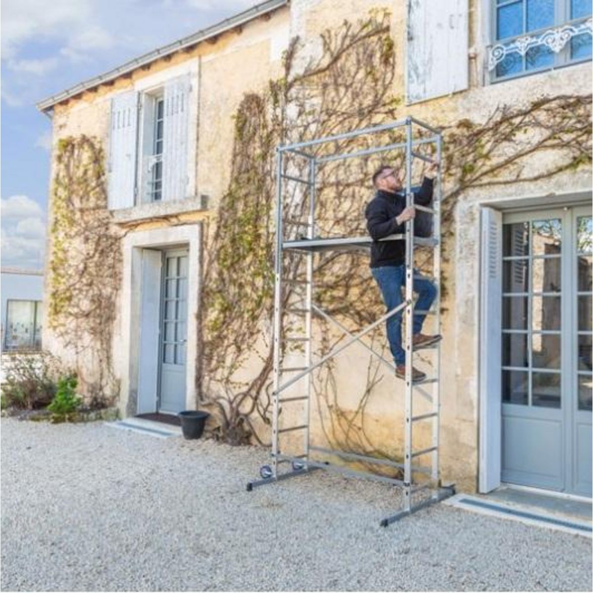 HAILO Echafaudage roulant d'escalier 5m en aluminium - HOBBYSTEP H5