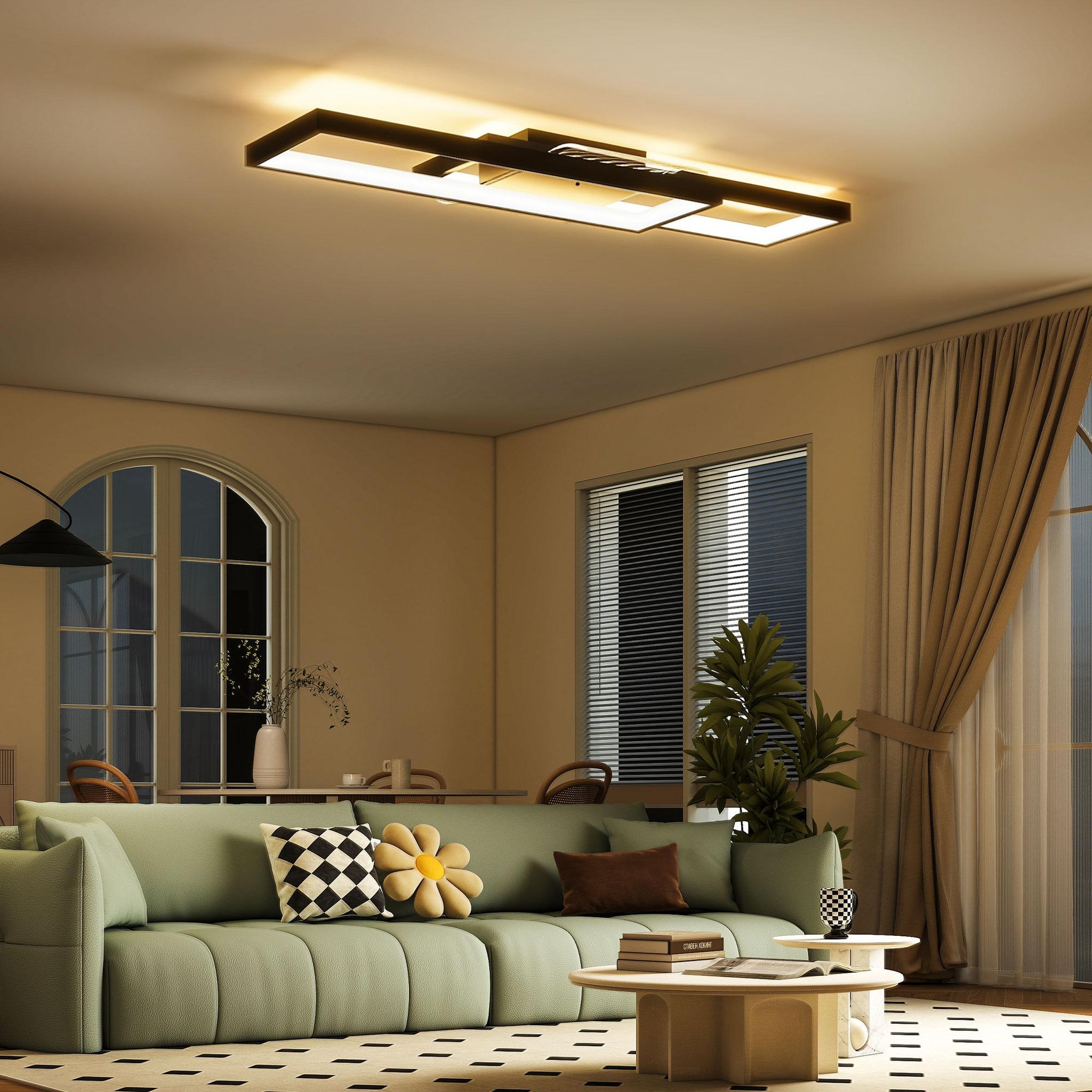 Voir la diapositive 4 : HOMCOM Plafonnier led design couleur luminosité réglable 43w télécommande acier noir pvc transparent