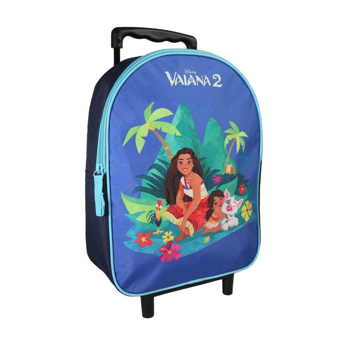Bagtrotter Bagtrotter - Vaiana - Disney - Sac à Dos Scolaire à Roulettes  - Bleu Foncé - 1 Compartiment Zippé - Bretelles Matelassées - 25x12x32cm - Matière Polyester - Sac à Dos Scolaire Maternelle
