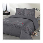 VISION VISION Parure de couette Love - 100% coton - 1 housse de couette 240 x 260 cm + 2 taies d'oreiller 65 x 65 cm - Gris anthracite