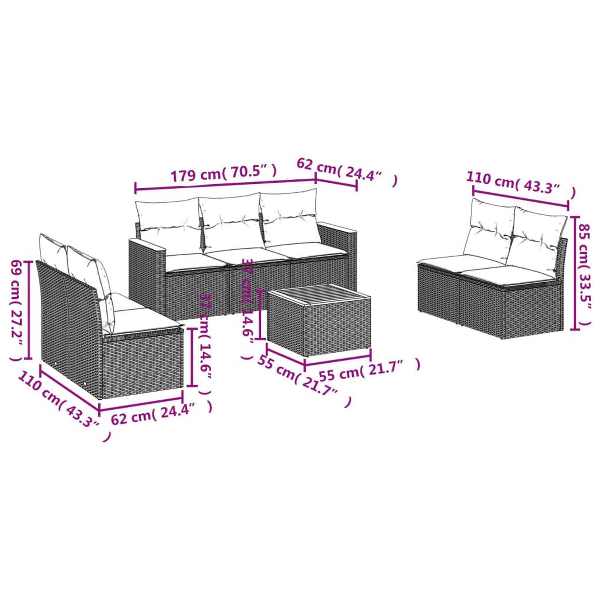 Voir la diapositive 4 : VIDAXL Salon de jardin 8 pcs avec coussins gris resine tressee