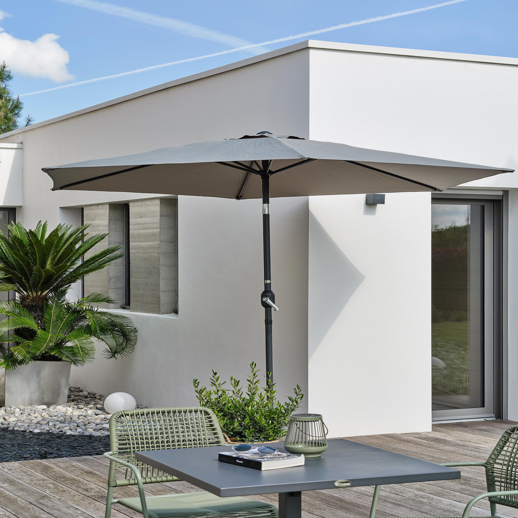 Voir la diapositive 2 : DCB GARDEN Parasol à manivelle en aluminium  et toile