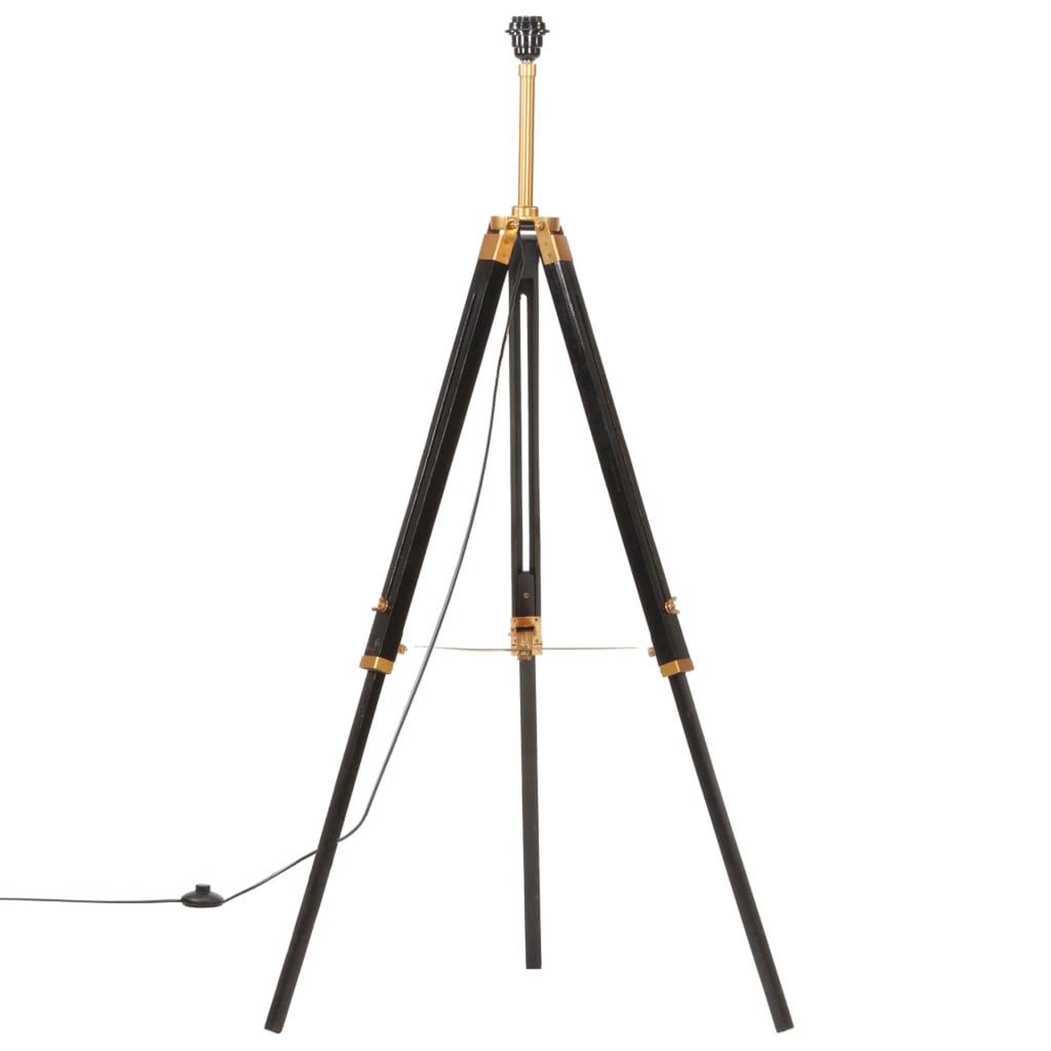Voir la diapositive 3 : VIDAXL Lampadaire a trepied Noir et dore Bois de teck massif 141 cm