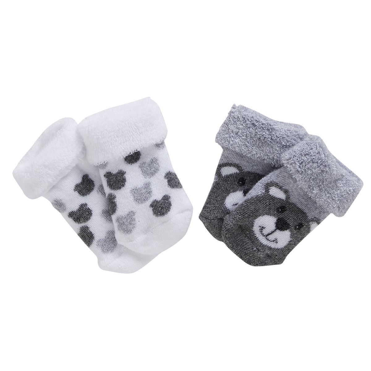 INEXTENSO Lot de 2 paires de chaussettes naissance bébé
