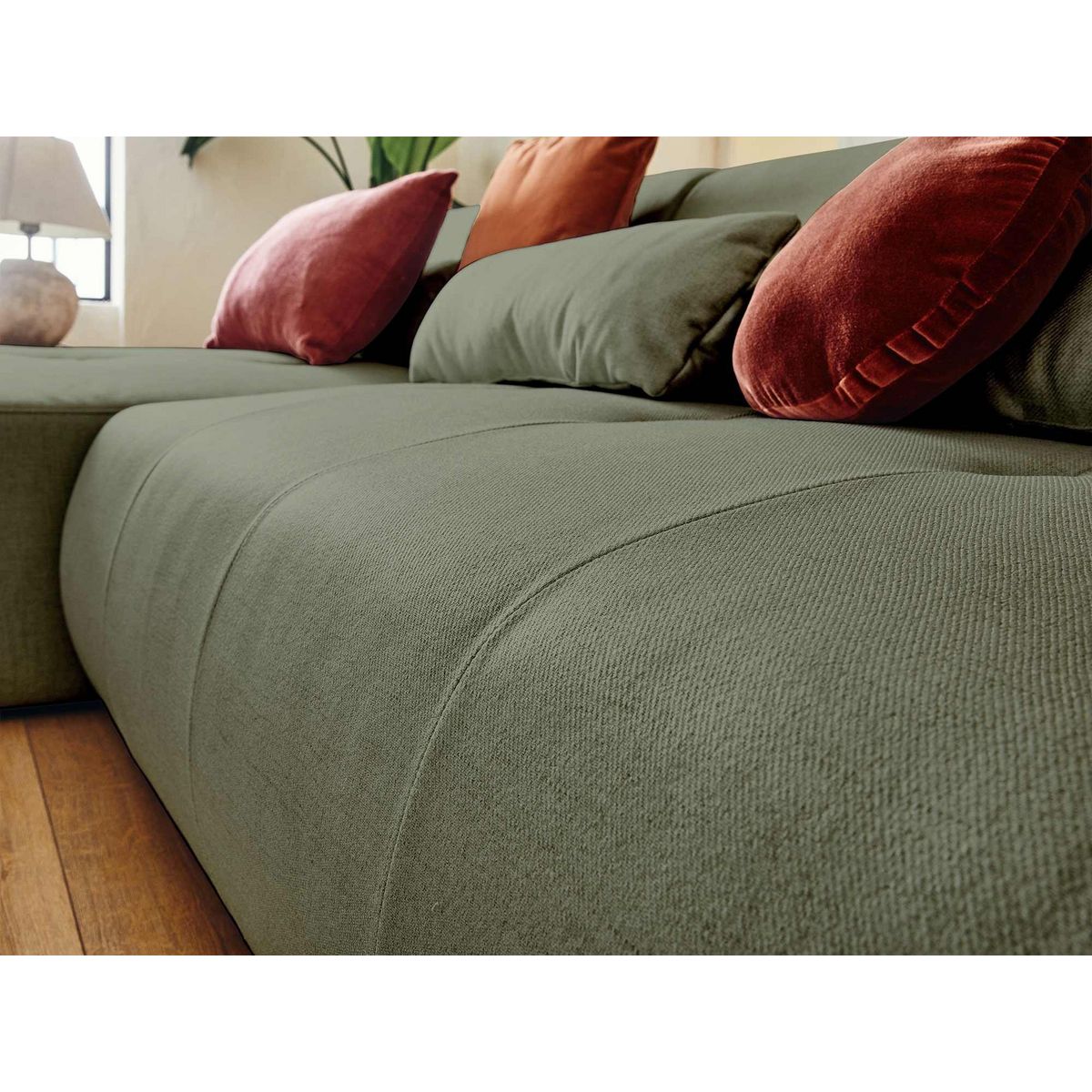 LISA DESIGN Onyx - canapé panoramique d'angle droit 7 places - en tissu