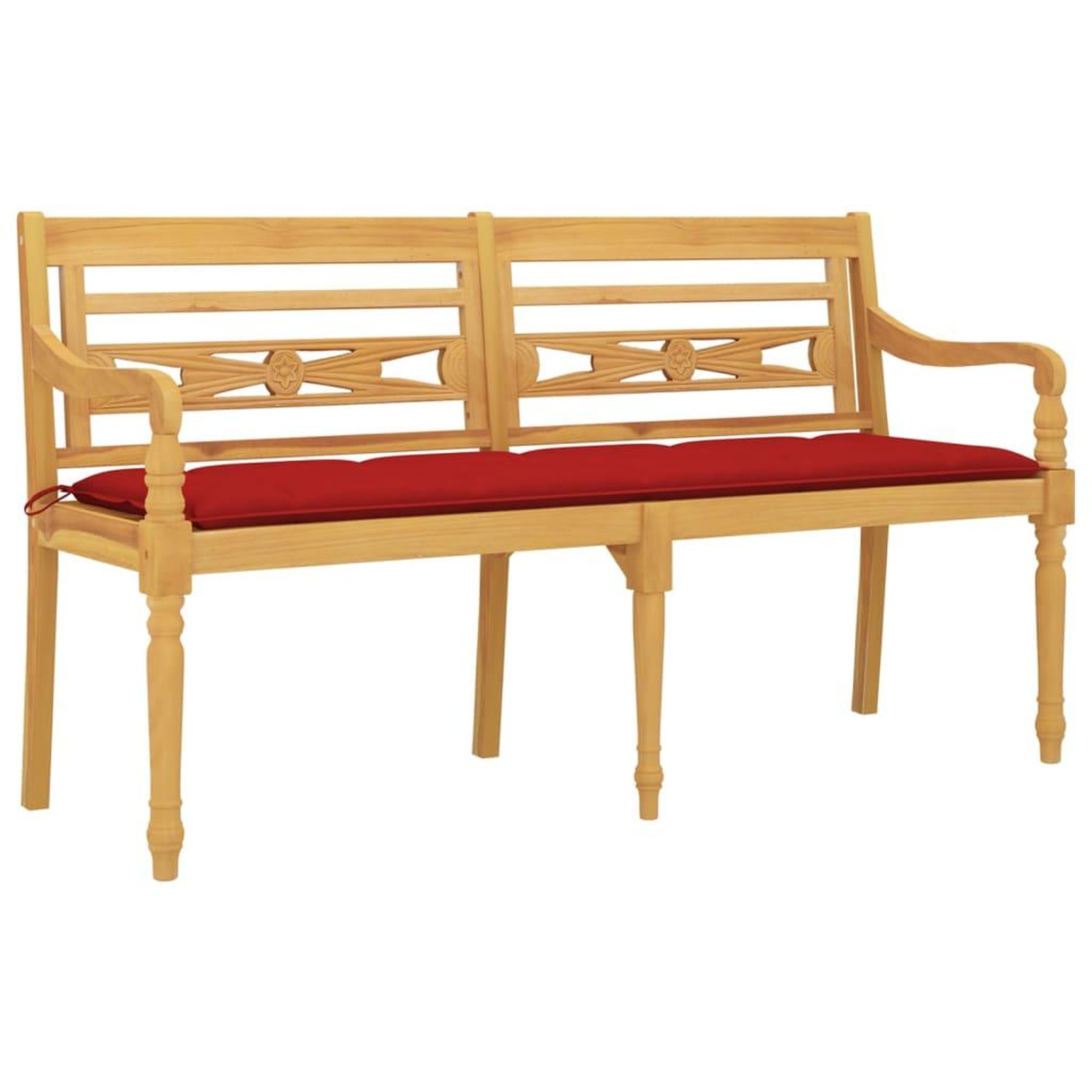 Voir la diapositive 3 : VIDAXL Banc Batavia avec coussin rouge 150 cm Bois de teck massif