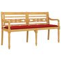 Voir la diapositive 3 : VIDAXL Banc Batavia avec coussin rouge 150 cm Bois de teck massif