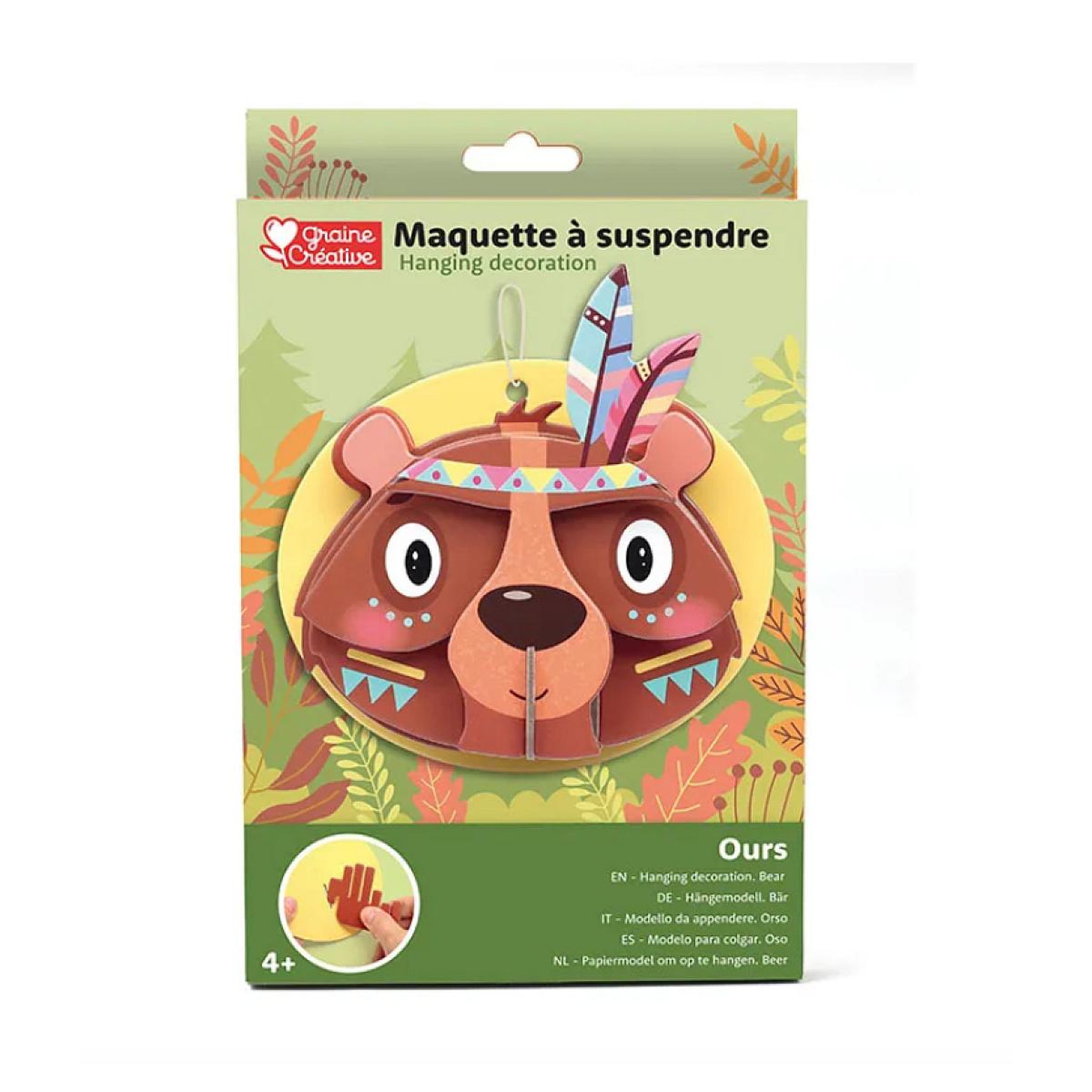 Graine créative Maquette a suspendre ours -3D Carton