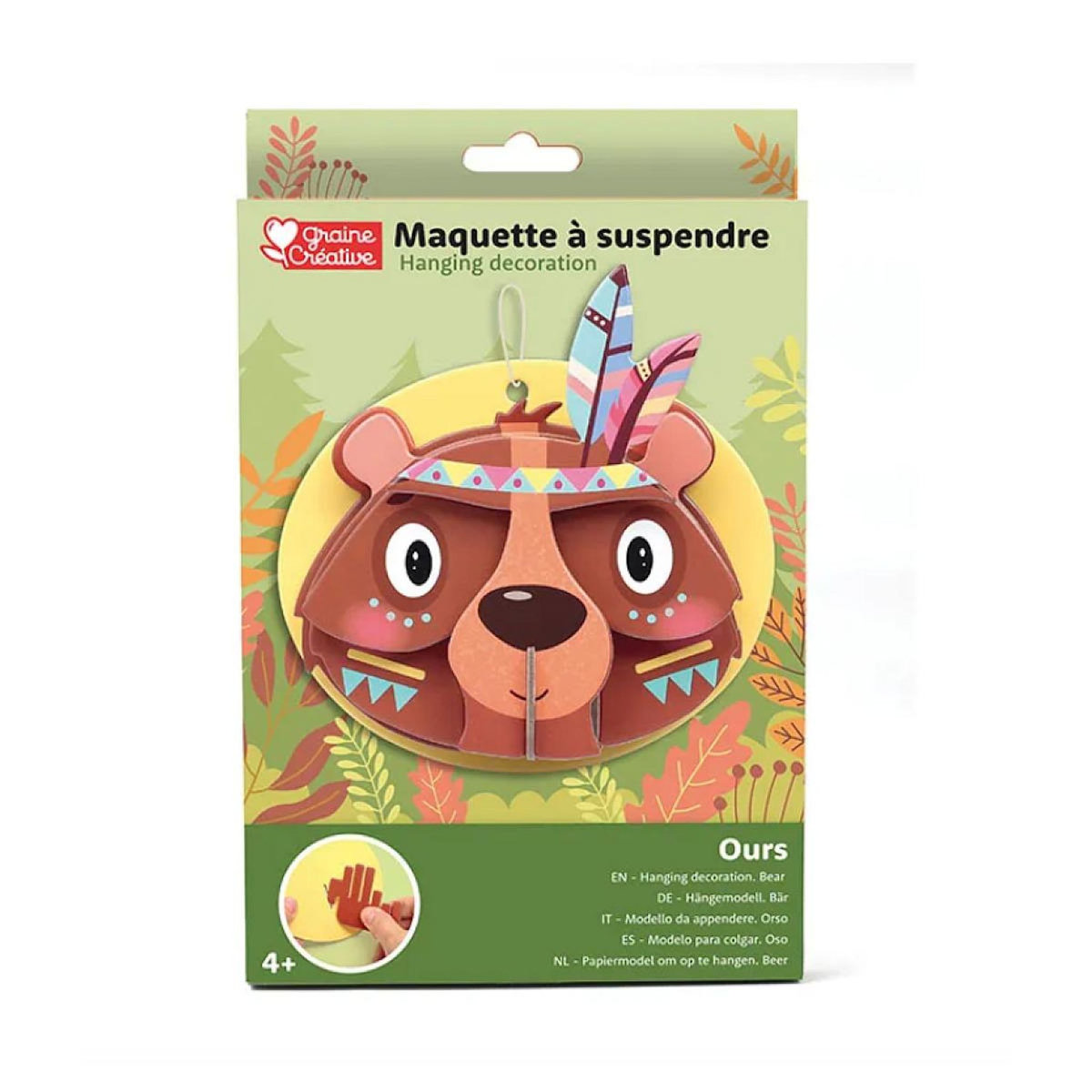 Graine créative Maqueztte a suspendre ours -3D Carton