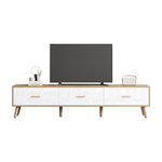 MERAX Meuble tv naturel+blanc 150 cm panneau de particules