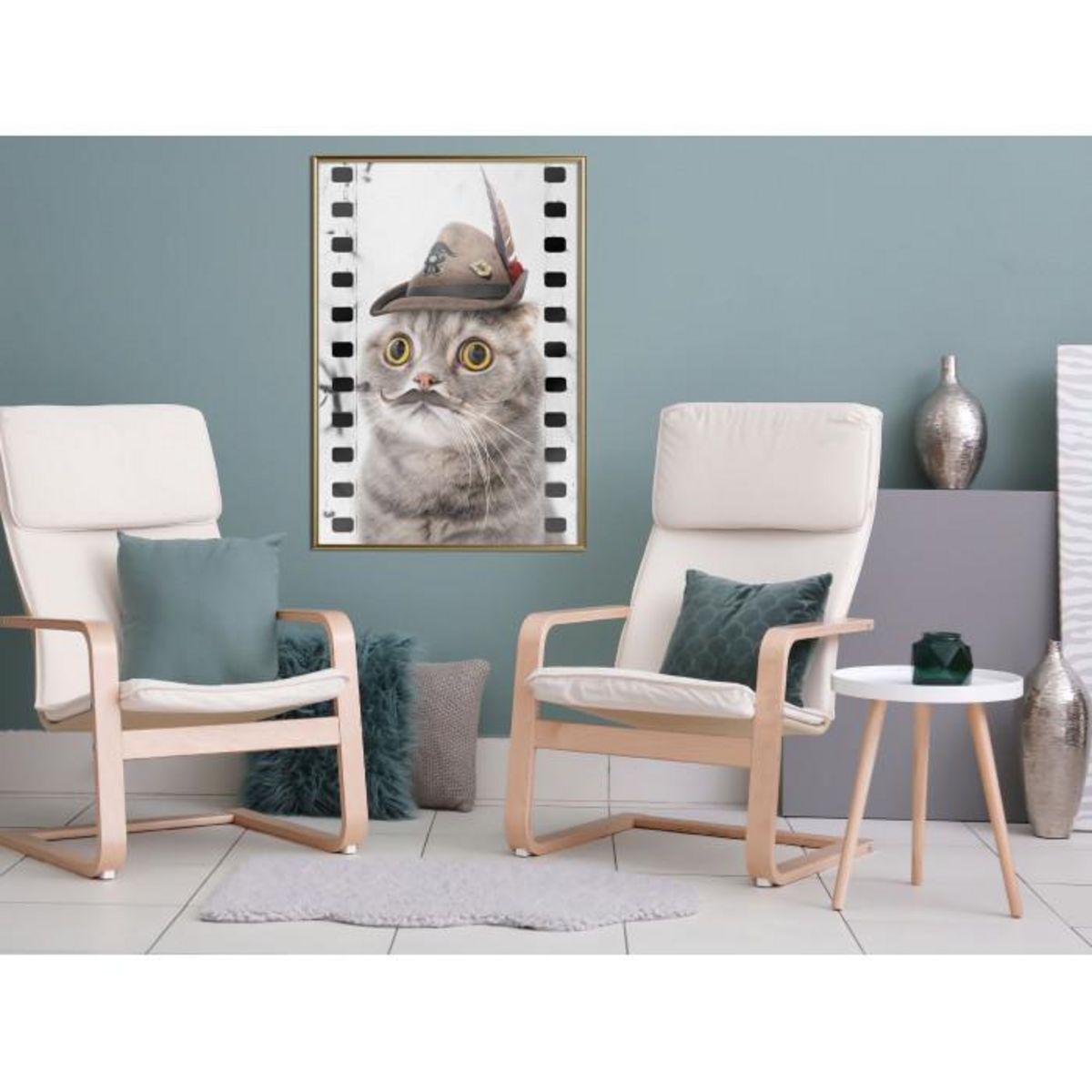 Paris Prix Affiche Murale Encadrée  Dressed Up Cat