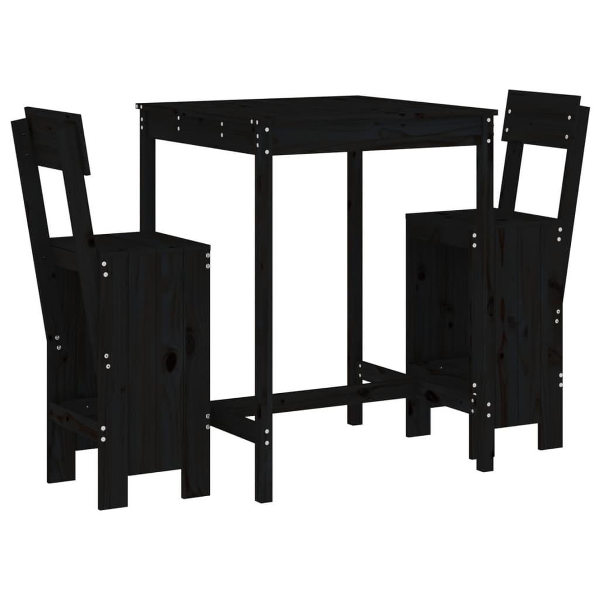Voir la diapositive 2 : VIDAXL Ensemble de bar de jardin 3 pcs noir bois de pin massif
