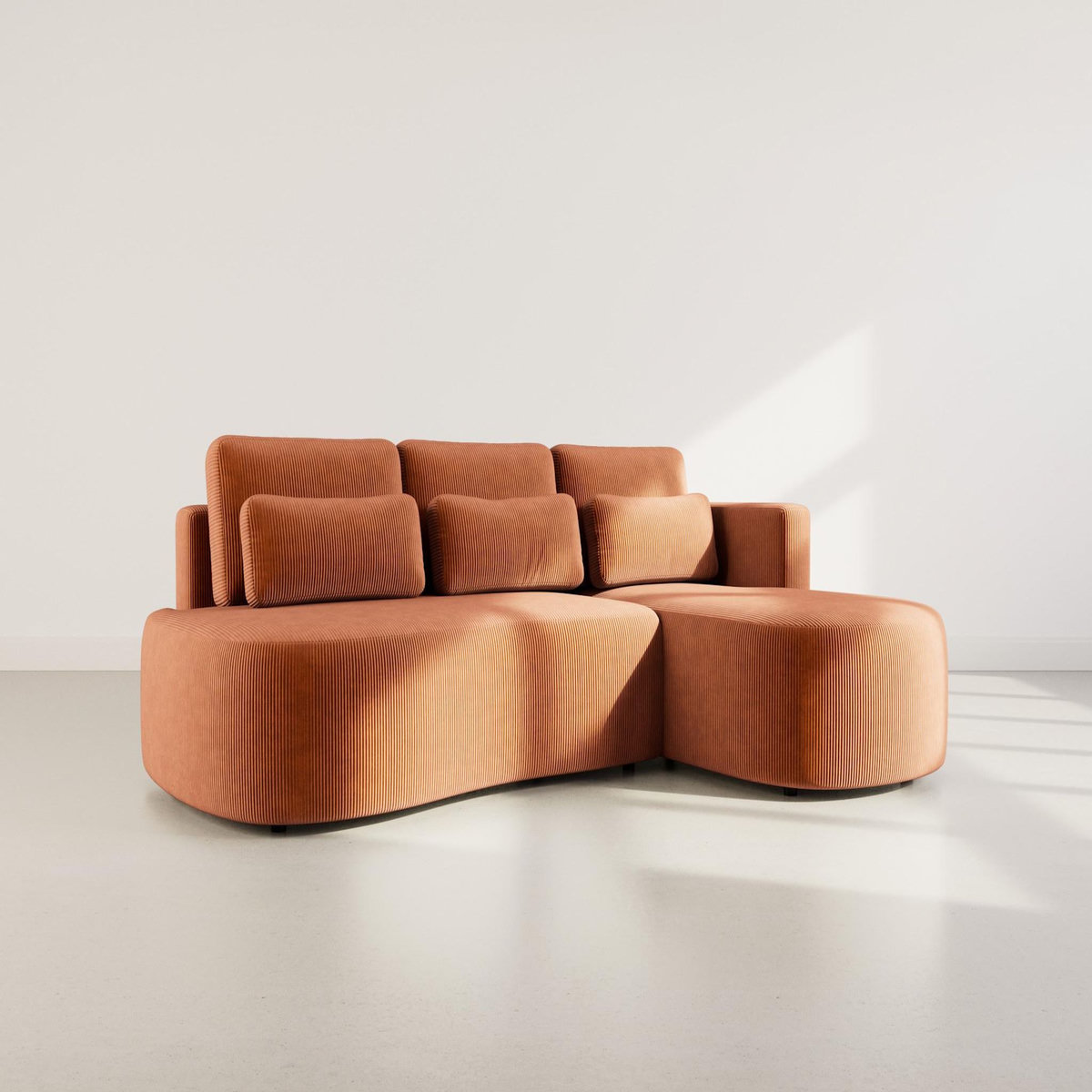 LISA DESIGN Mahina - canapé d'angle droit 4 places convertible avec coffre en velours côtelé