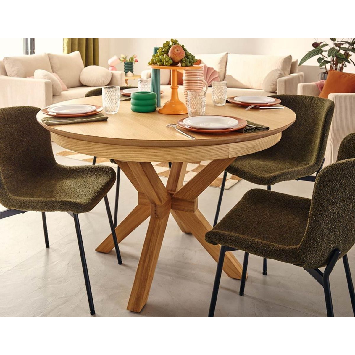 LISA DESIGN Virtuoso - table à manger ronde extensible - effet bois - 4 à 8 personnes - bois