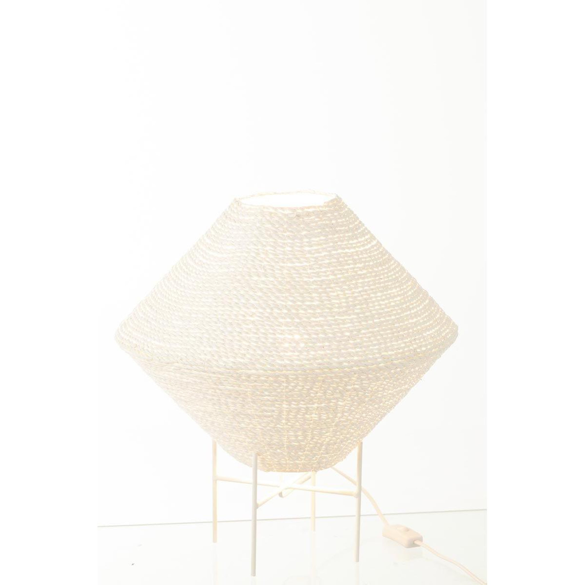 Voir la diapositive 5 : J-LINE Lampe suspension en raphia  soucoupe  40cm blanc