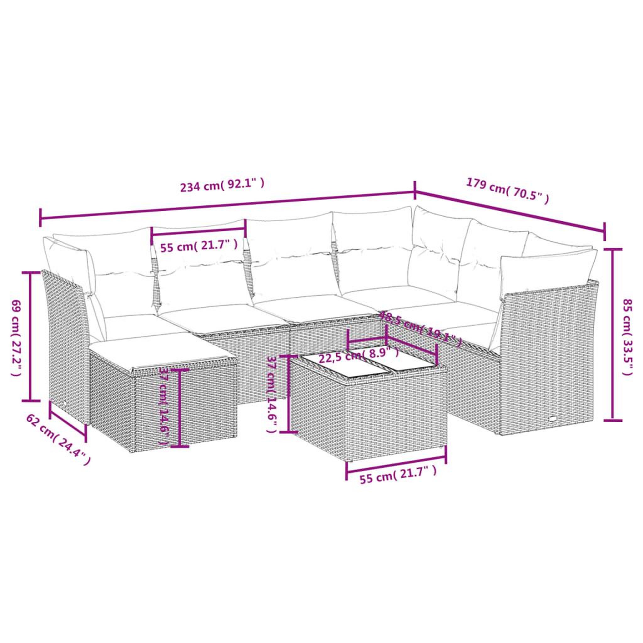 Voir la diapositive 4 : VIDAXL Salon de jardin 8 pcs avec coussins noir resine tressee