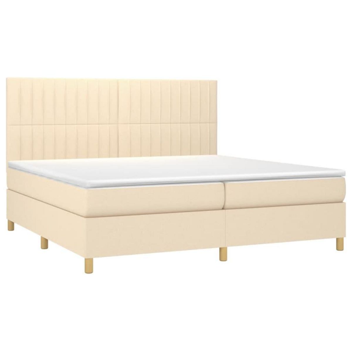VIDAXL Sommier a lattes de lit et matelas et LED Creme 200x200cm Tissu