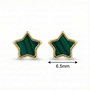Voir la diapositive 3 : L'ATELIER D'AZUR Boucles d'Oreilles Or Jaune et Malachite - Puces Motif Etoile
