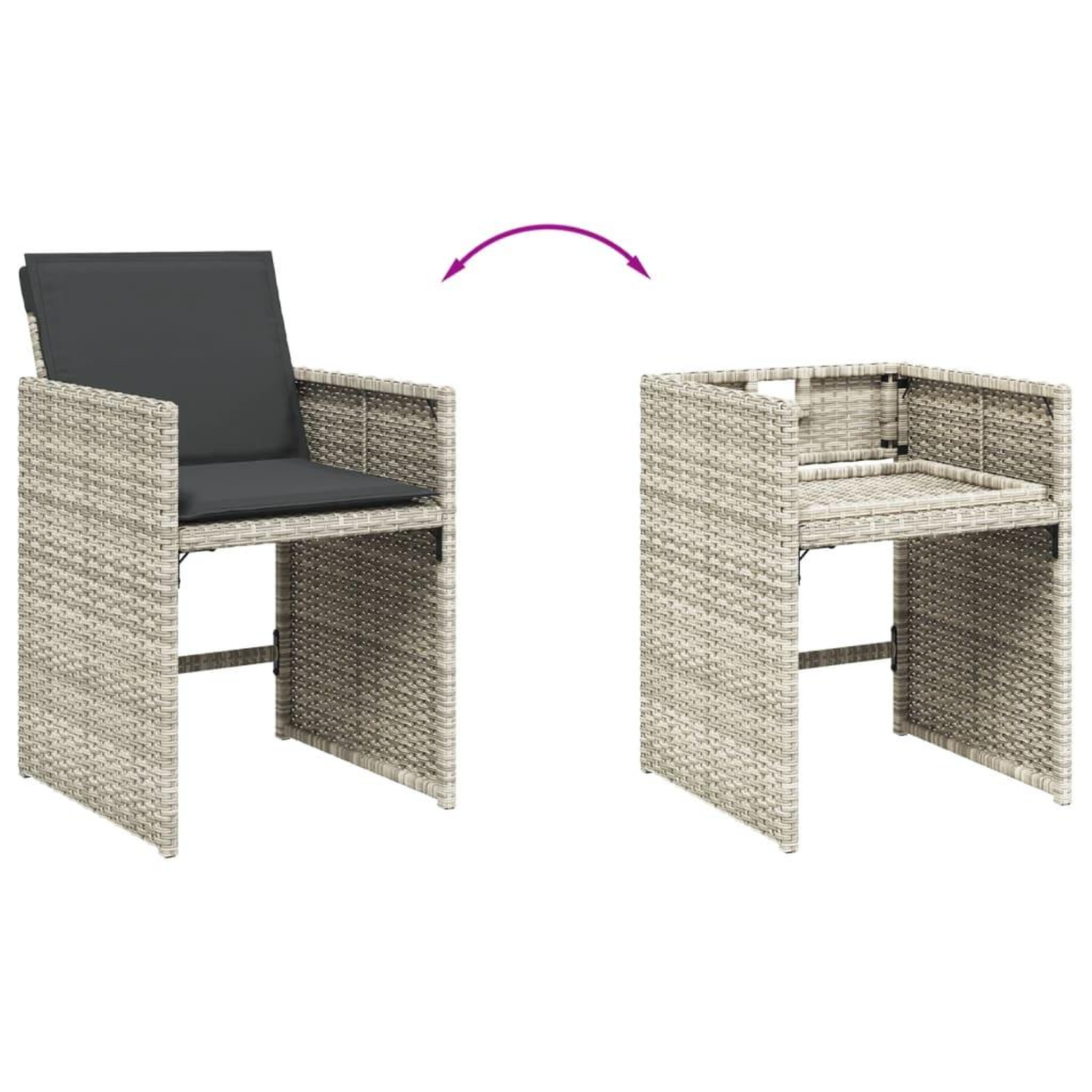Voir la diapositive 5 : VIDAXL Ensemble a manger de jardin et coussins 17 pcs gris clair rotin