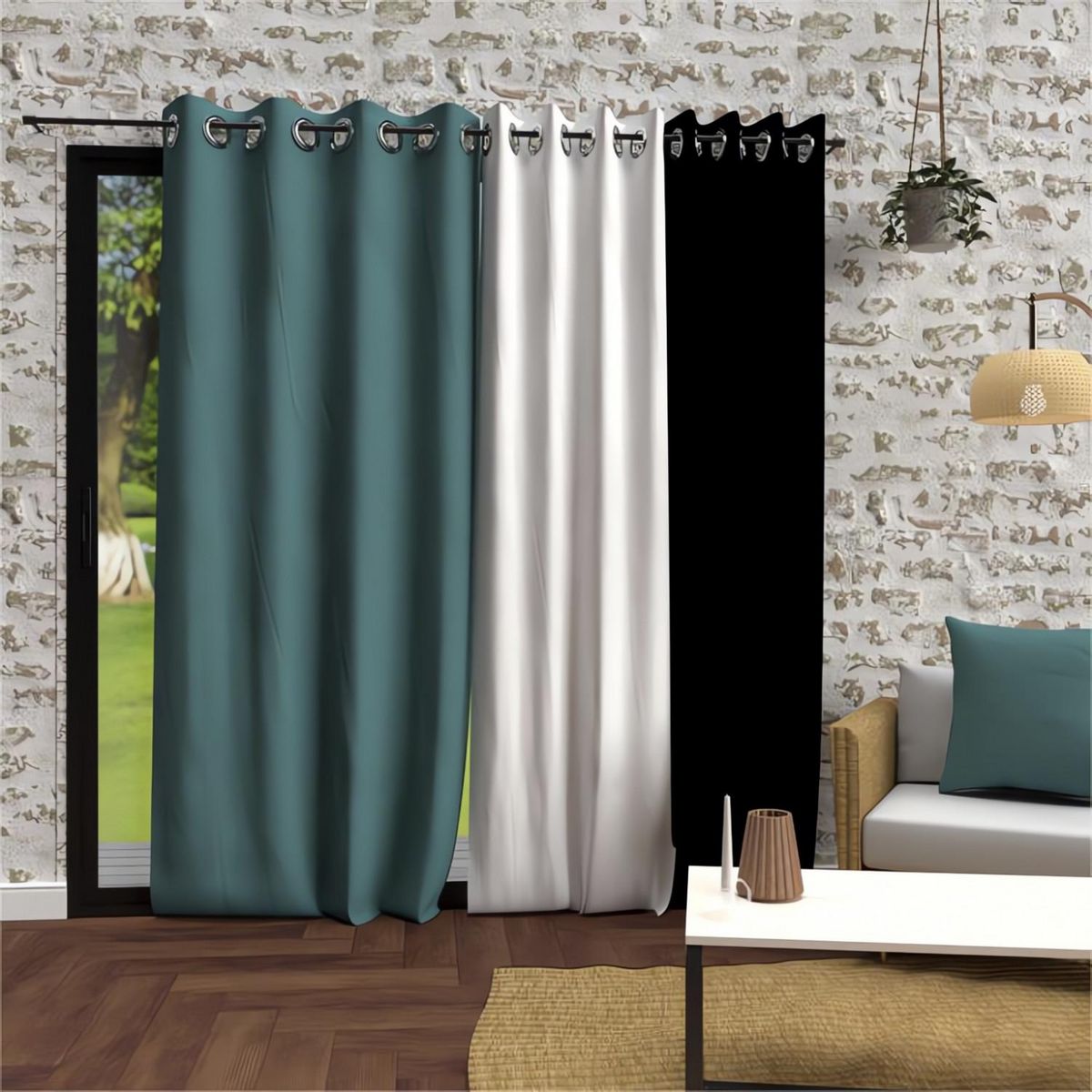 SOLEIL D'OCRE Rideau à oeillets en microfibre lavée BOHEME, par Soleil d'Ocre