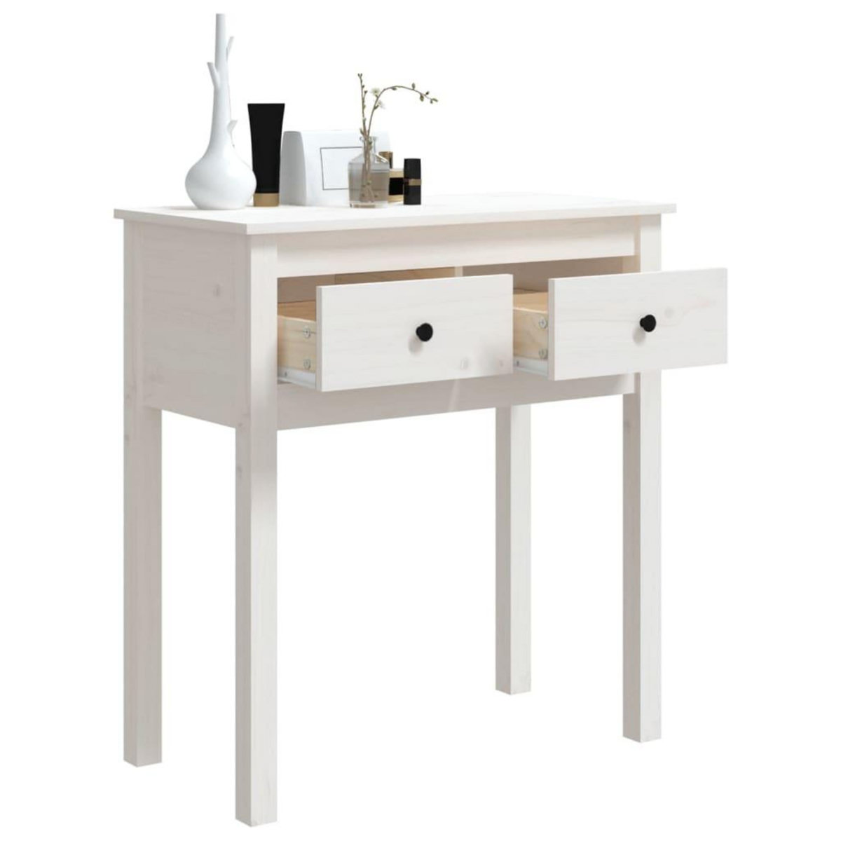 VIDAXL Table console Blanc 70x35x75 cm Bois massif de pin
