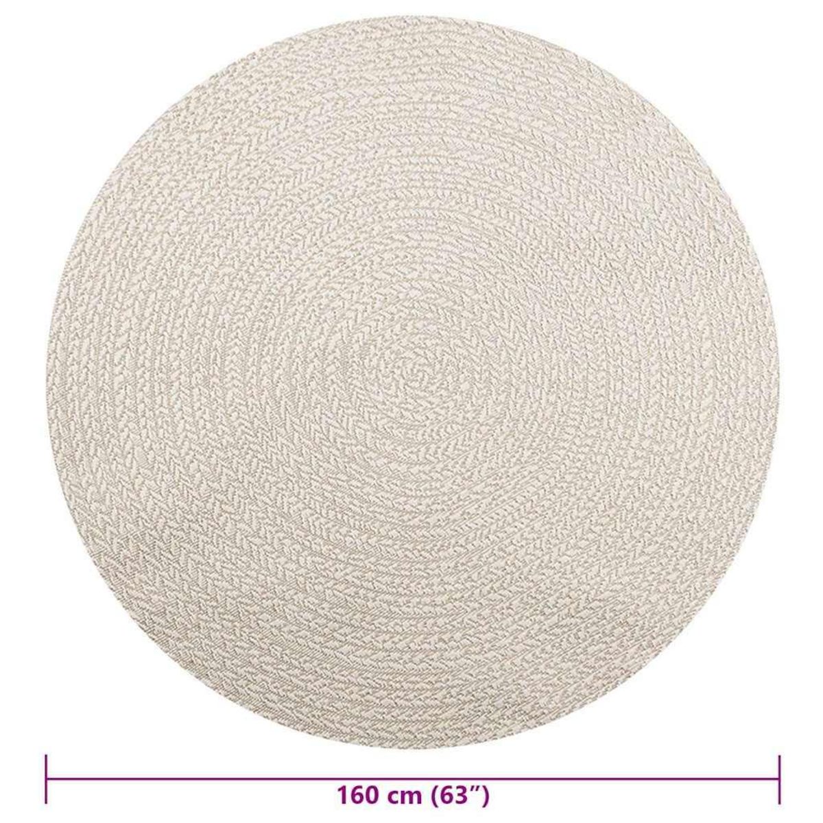 VIDAXL Tapis ZIZUR creme Ø 160cm aspect de jute interieur et exterieur