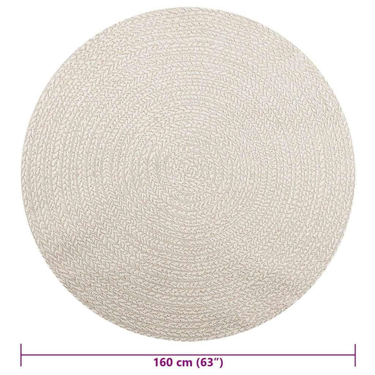 VIDAXL Tapis ZIZUR creme Ø 160cm aspect de jute interieur et exterieur
