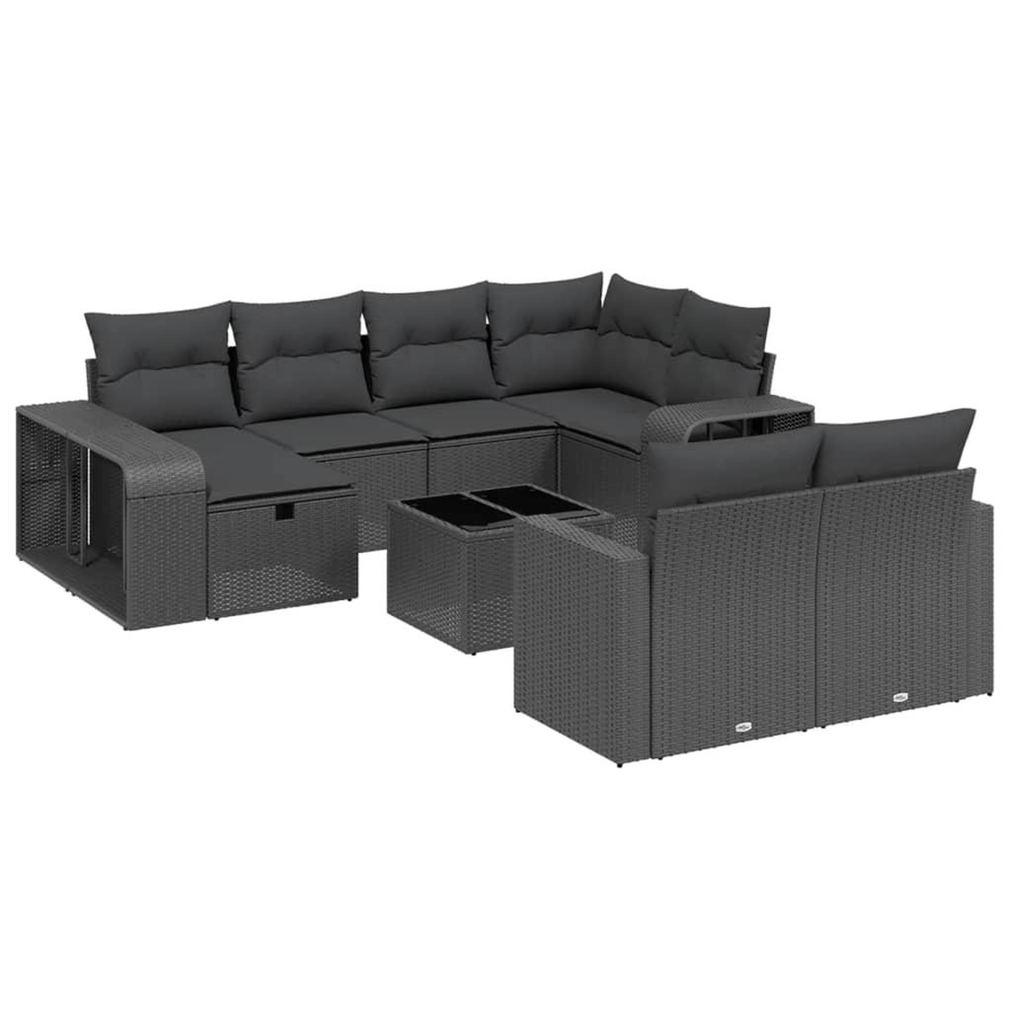 Voir la diapositive 2 : VIDAXL Salon de jardin 11 pcs avec coussins noir resine tressee