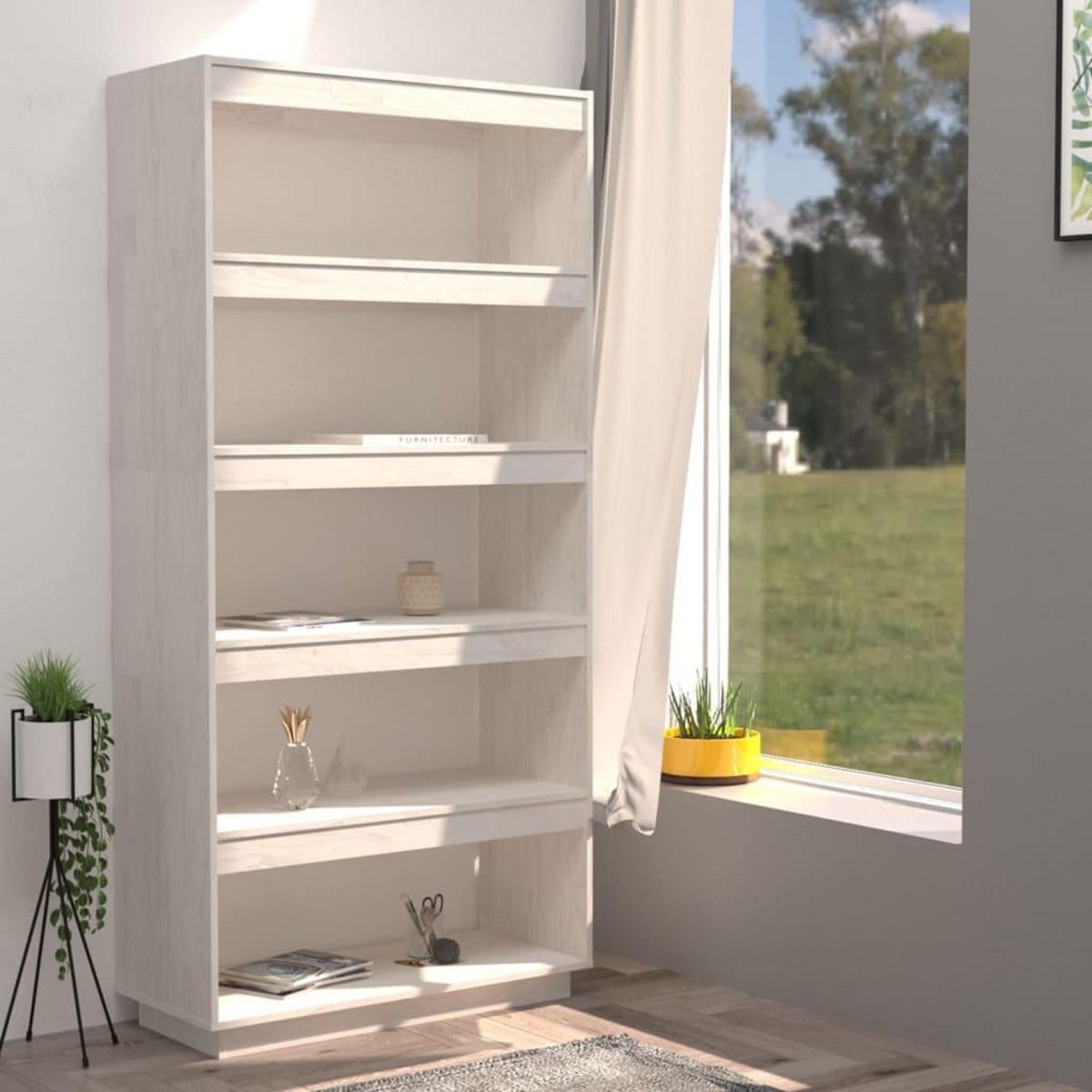 VIDAXL Bibliotheque/Separateur de piece Blanc 80x35x167 cm Pin massif