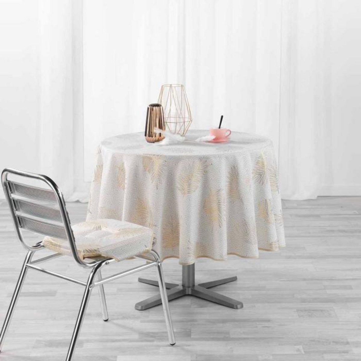Paris Prix Nappe Antitache Ronde  Sunny Gold  180cm Or