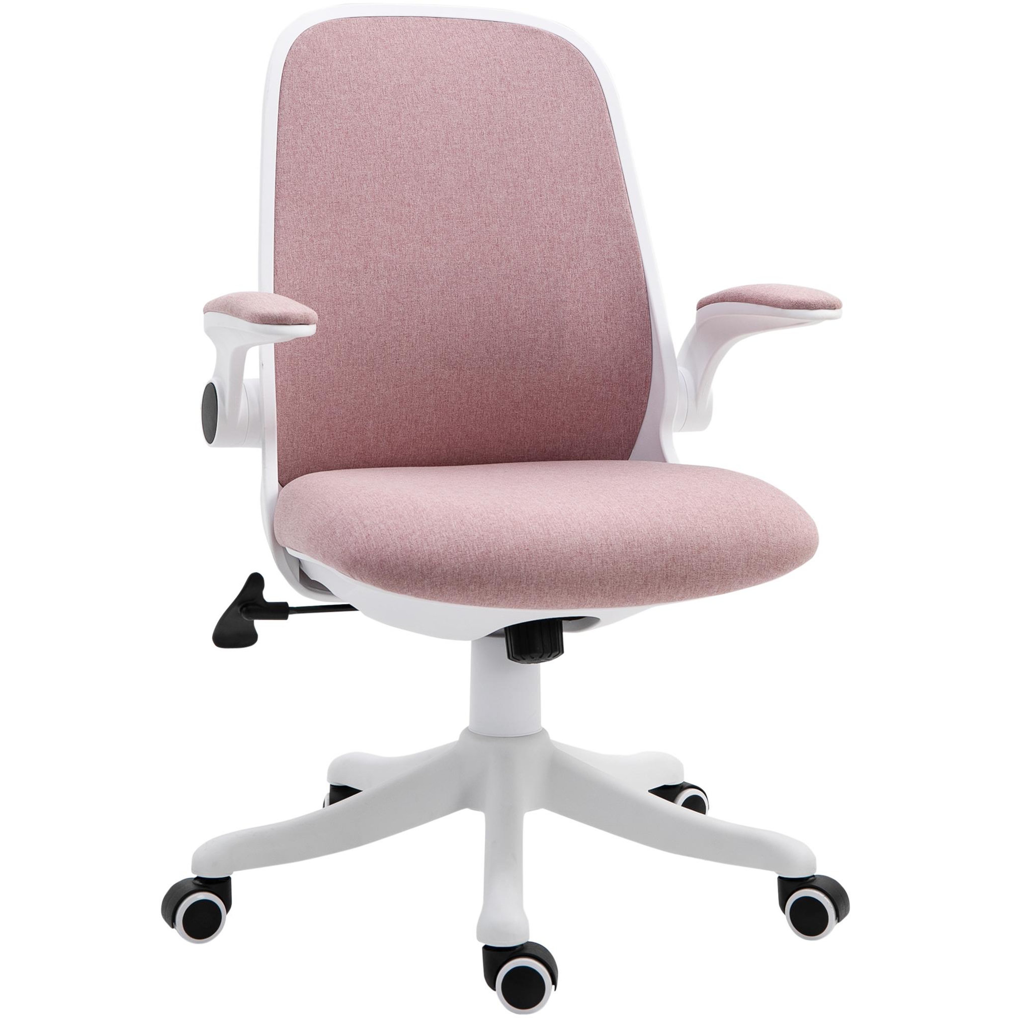 Voir la diapositive 1 : VINSETTO Vinsetto Chaise de bureau tissu lin hauteur réglable pivotante 360° accoudoirs relevables support lombaires réglable rose