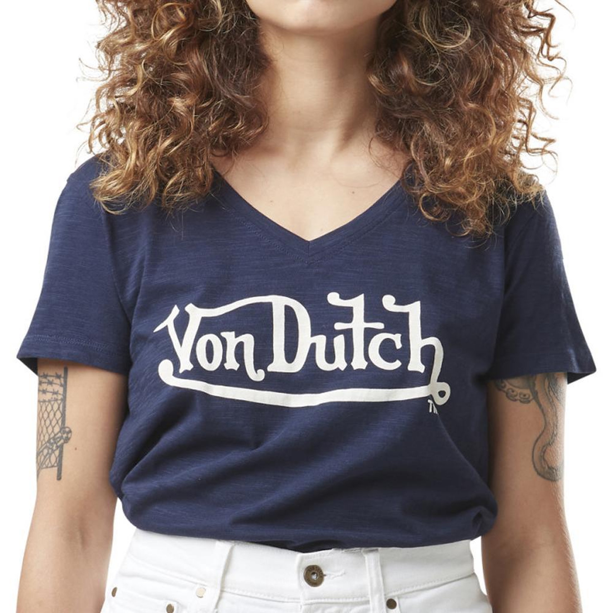 VON DUTCH T-shirt Marine Femme Von Dutch Slub. Coloris disponibles : Bleu