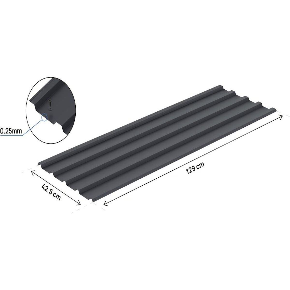 Habitat et Jardin Lot de 12 tôles de bardage en acier galvanisé  Atlanta  - 129 x 42 cm - Gris