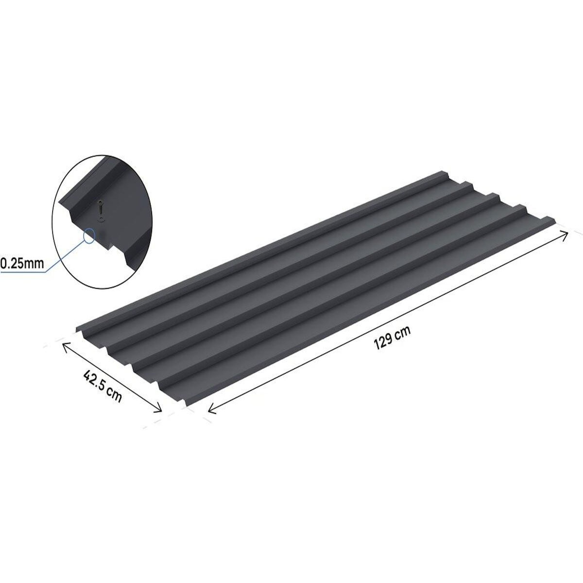 Habitat et Jardin Lot de 12 tôles de bardage en acier galvanisé  Atlanta  - 129 x 42 cm - Gris