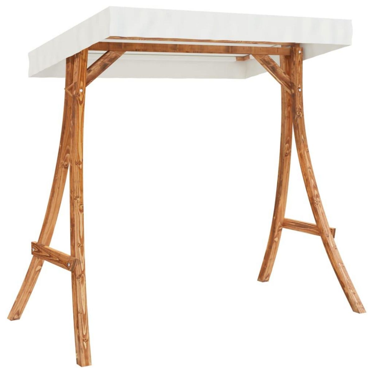 VIDAXL Cadre de balançoire avec toit creme Bois courbe a finition teck