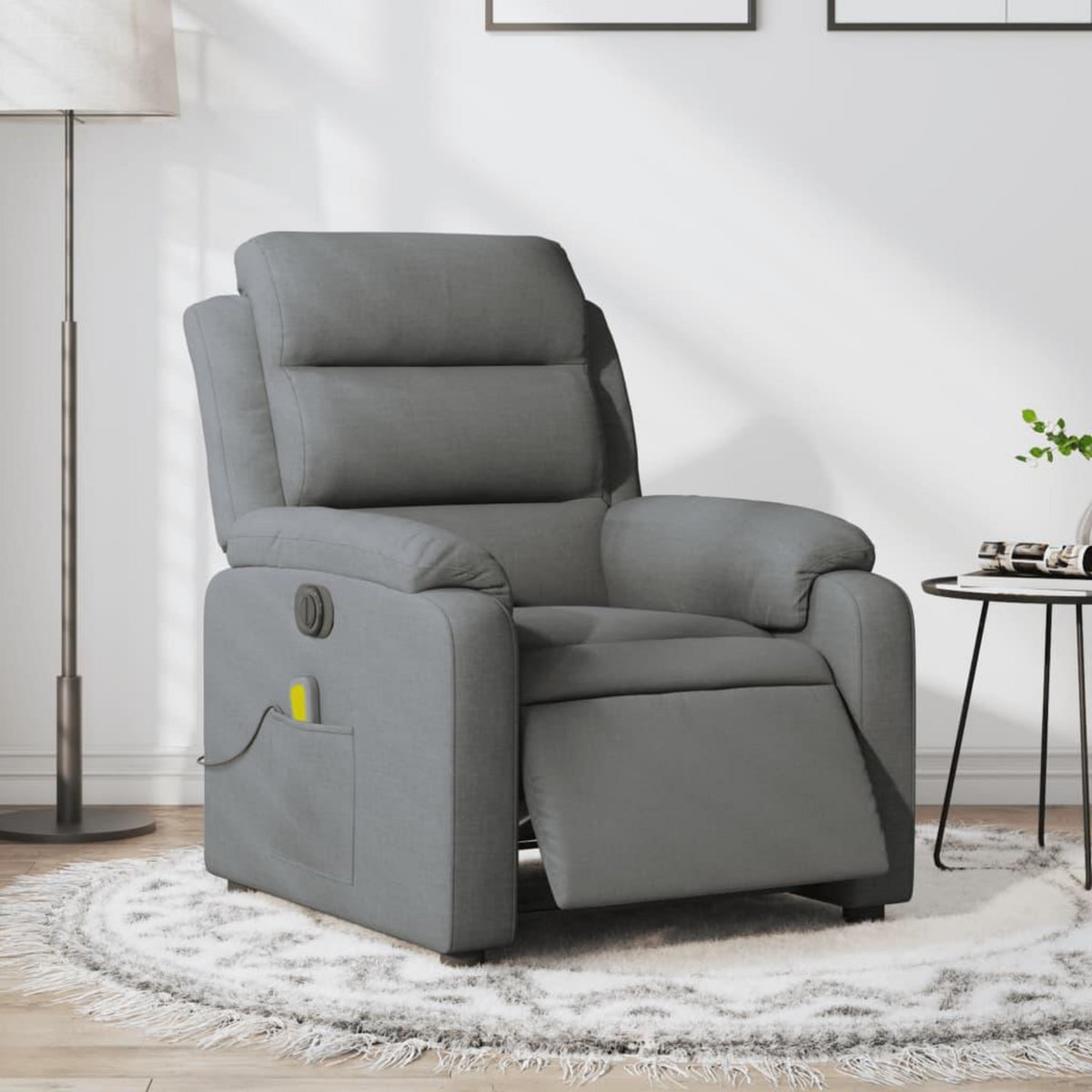 VIDAXL Fauteuil inclinable de massage electrique gris fonce tissu