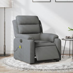 VIDAXL Fauteuil inclinable de massage electrique gris fonce tissu