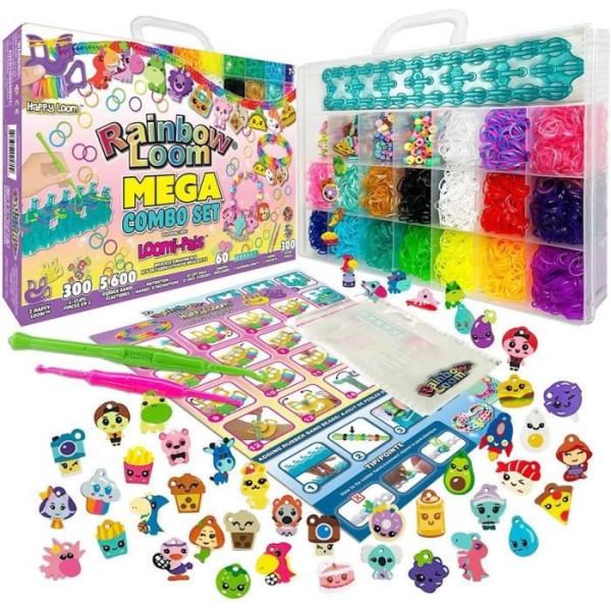 Voir la diapositive 1 : BANDAI Kit de fabrication de bracelets rainbow loom - métier a tisser avec 5600 élastiques, charms et perles - bandai