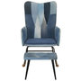 Voir la diapositive 2 : VIDAXL Chaise a bascule avec repose-pied Denim Bleu Toile patchwork