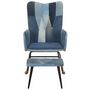 Voir la diapositive 2 : VIDAXL Chaise a bascule avec repose-pied Denim Bleu Toile patchwork