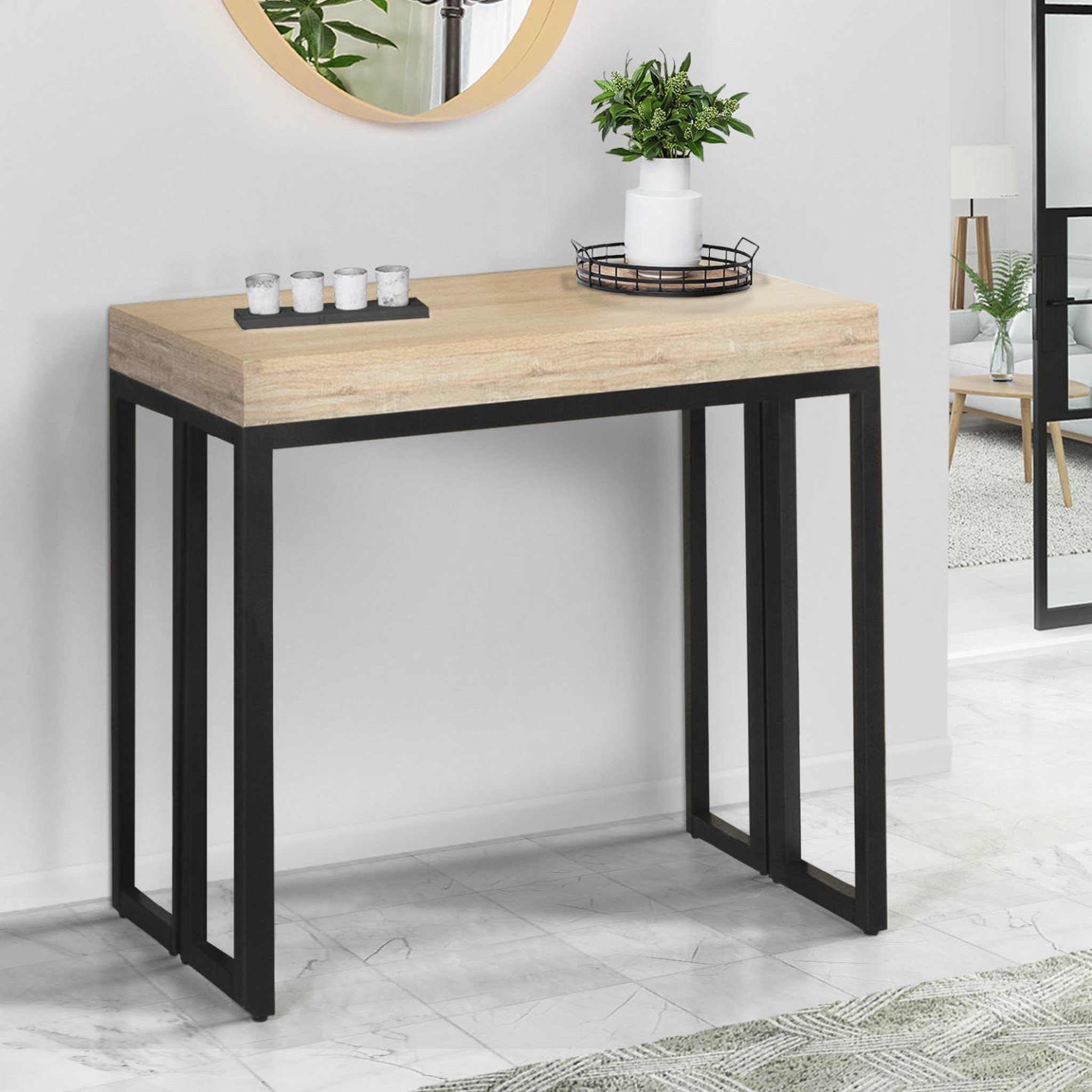 Voir la diapositive 3 : ID MARKET Table console extensible toronto 6 personnes 140 cm design industriel