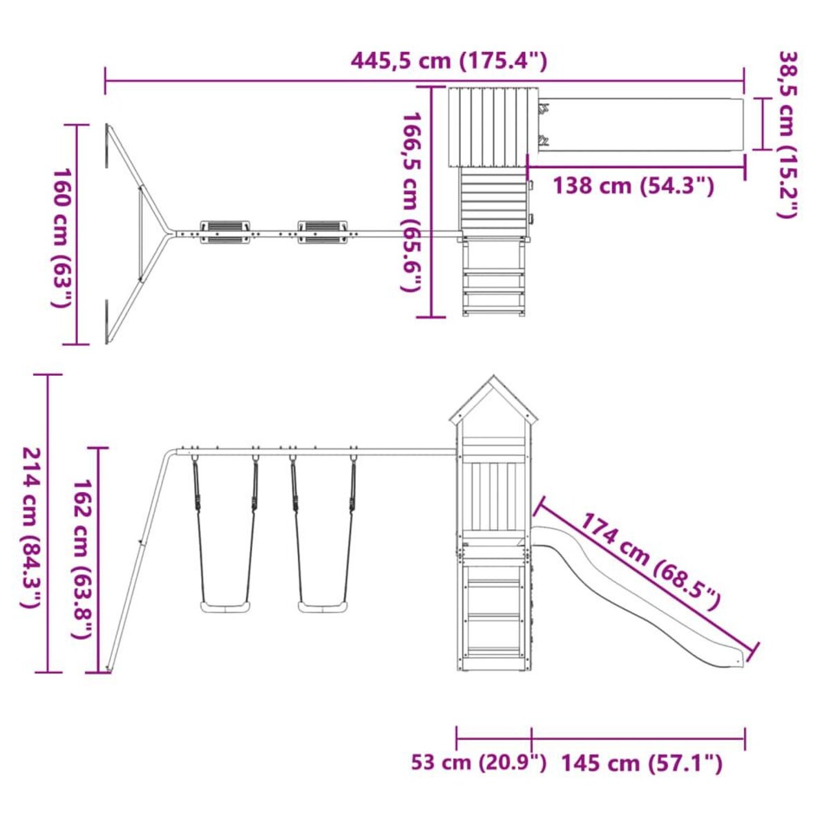 VIDAXL Aire de jeux d'exterieur bois massif de douglas