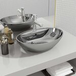 VIDAXL Lavabo avec trop-plein 58,5 x 39 x 21 cm Ceramique Argente