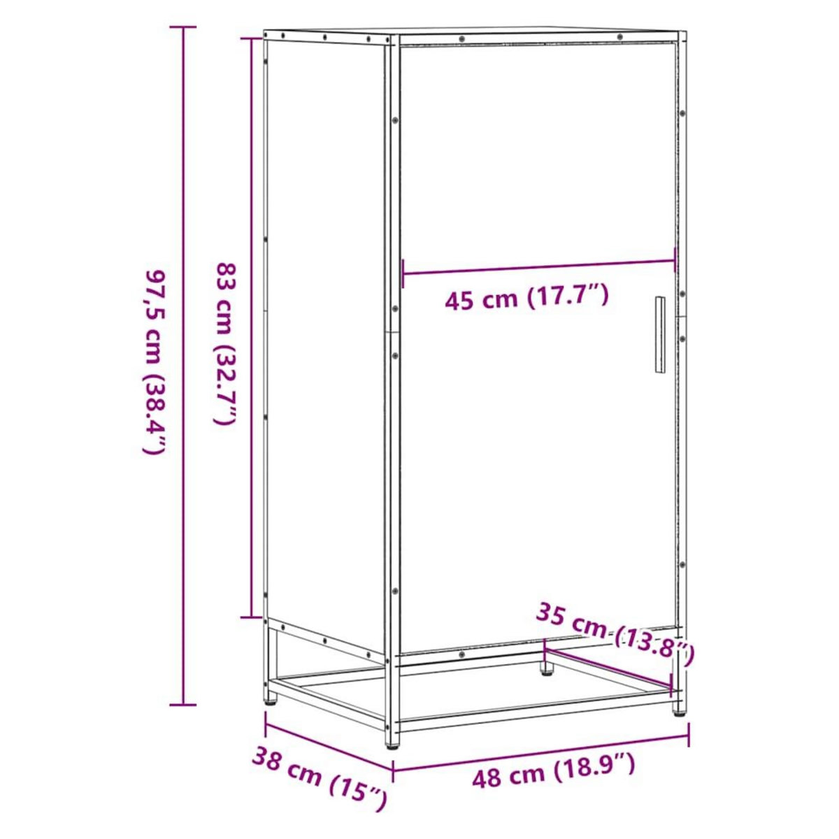 VIDAXL Etagere a chaussures chene sonoma 48x38x97,5 cm bois ingenierie