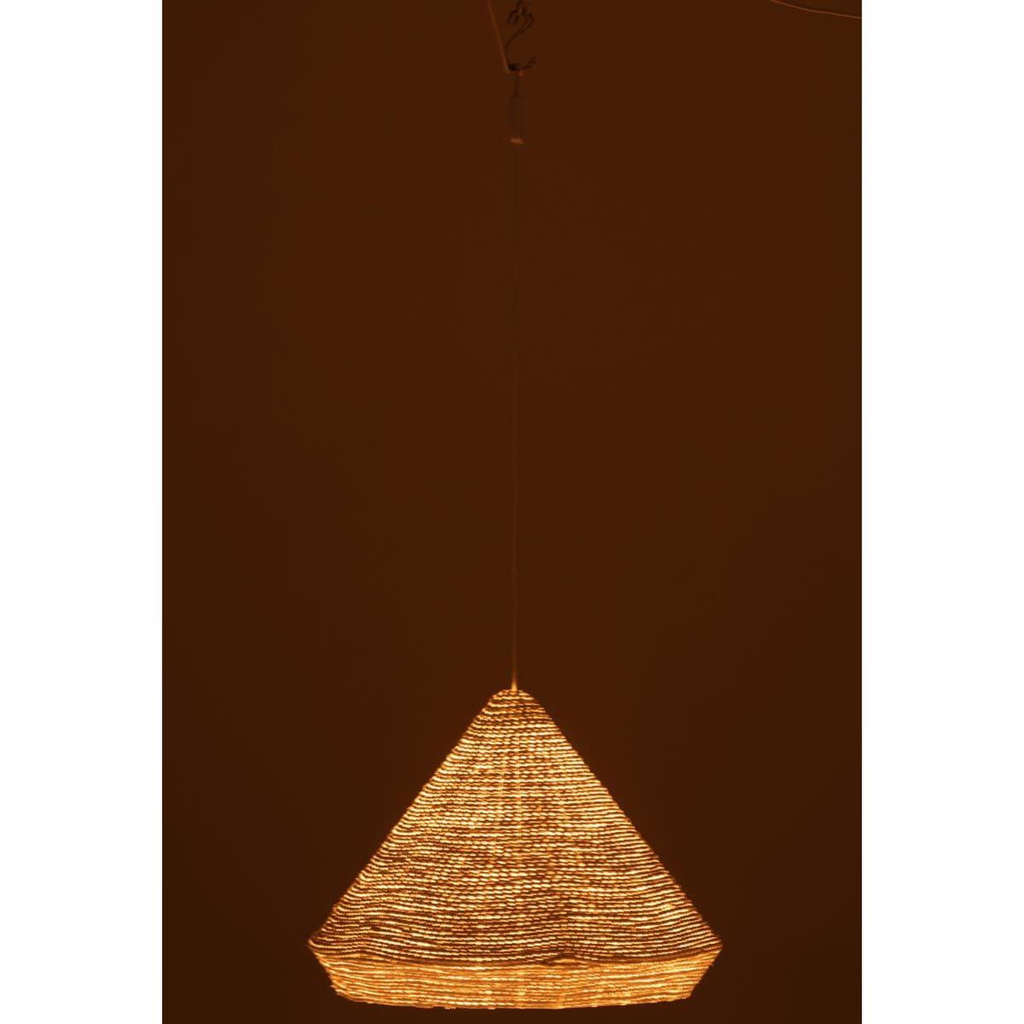 Voir la diapositive 3 : J-LINE Lampe suspension en raphia  cône  52cm blanc