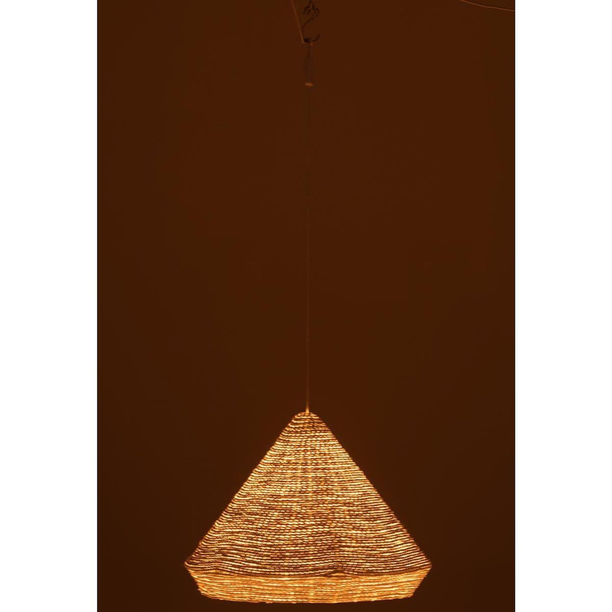 Paris Prix Lampe Suspension en Raphia  Cône  52cm Blanc