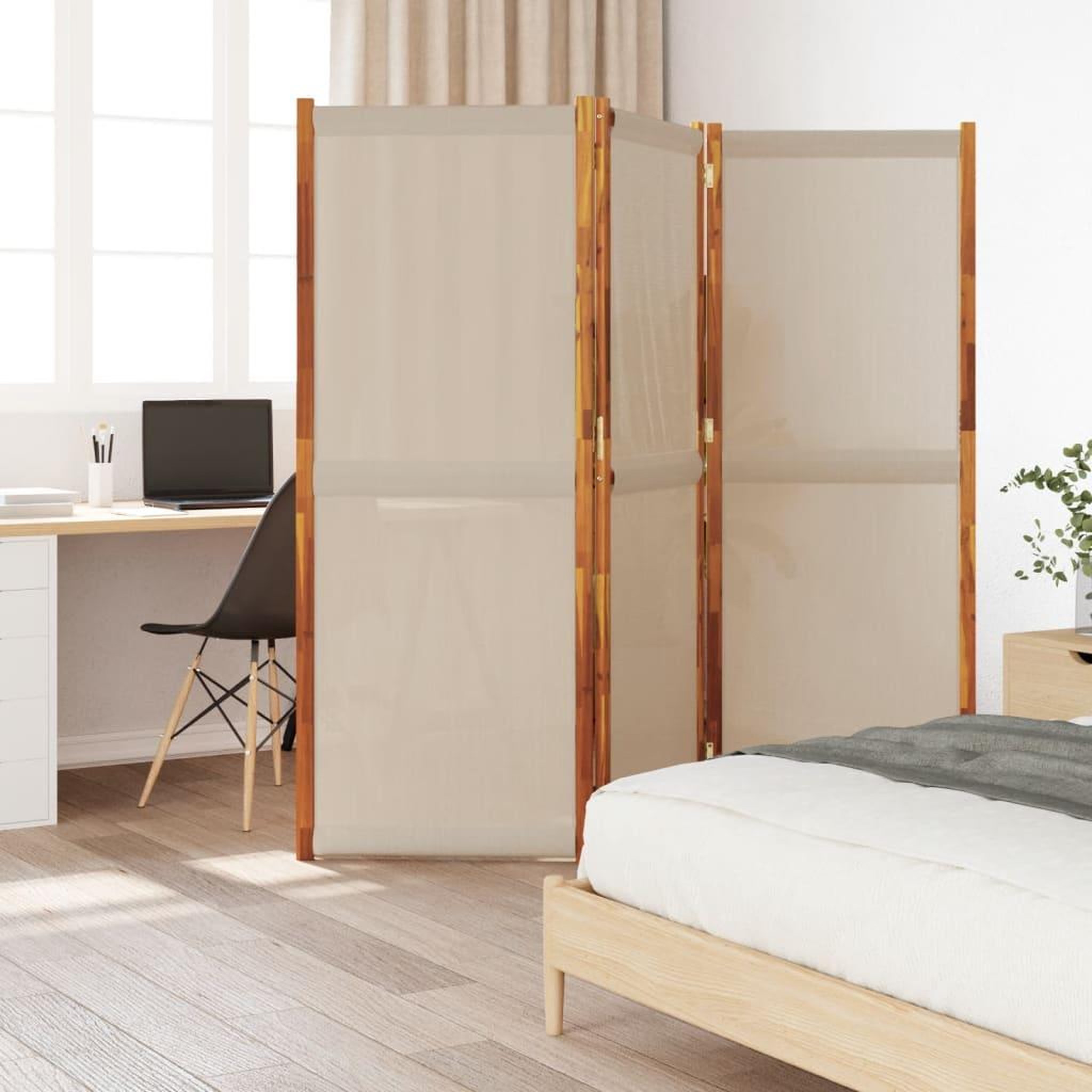 VIDAXL Cloison de separation 3 panneaux taupe 210x180 cm